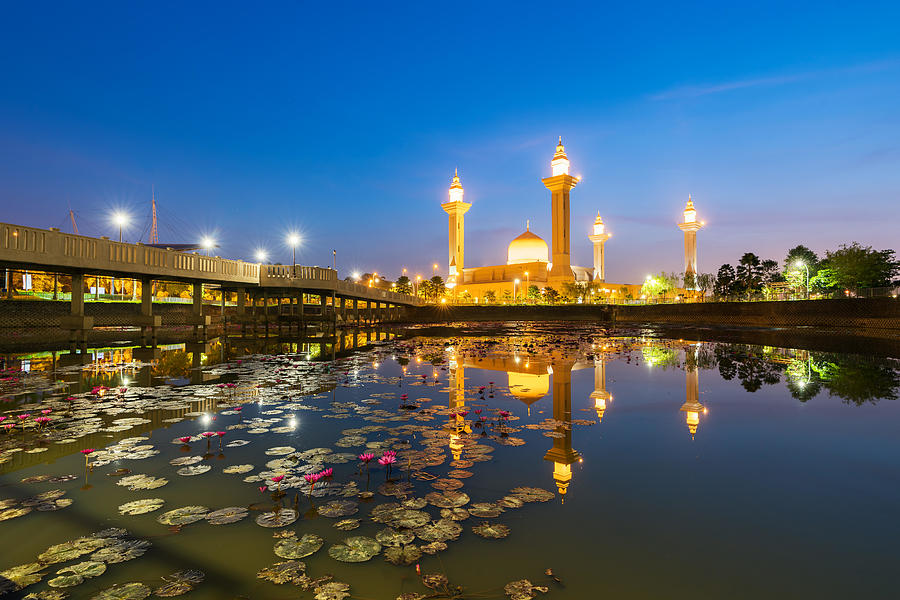 Architecture Photograph - Morning Sunrise Sky Of Masjid Bukit #7 by Prasit Rodphan