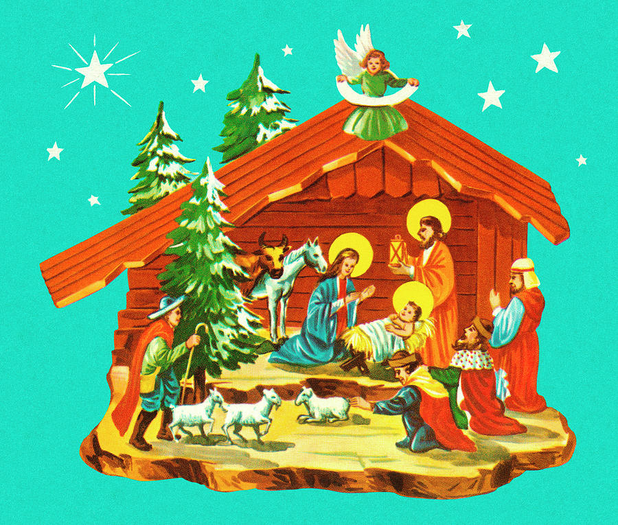 Christmas Drawing - Nativity Scene #7 by CSA Images