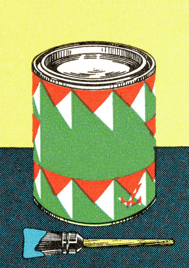 Vintage Drawing - Paint can #7 by CSA Images
