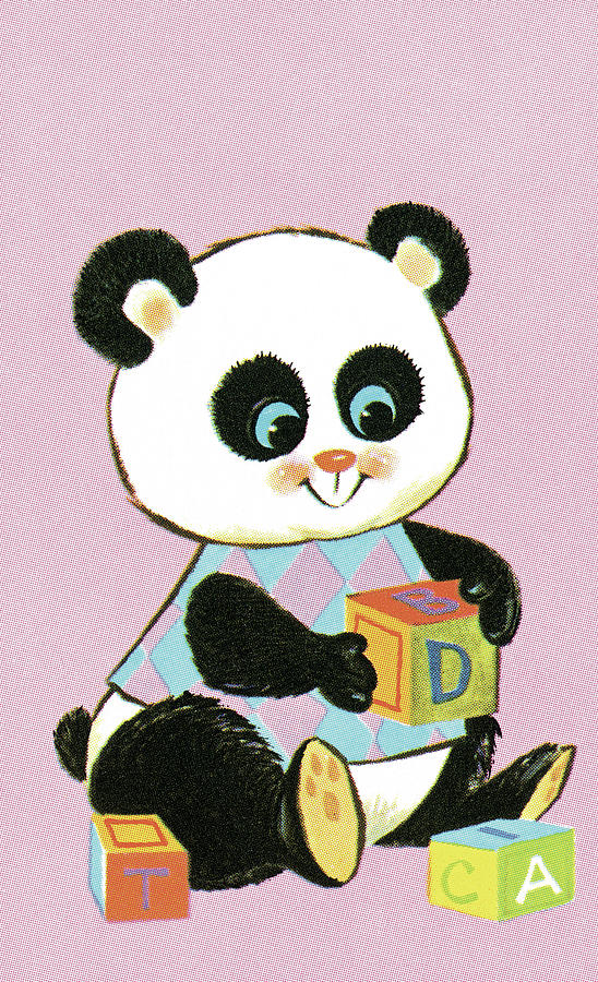 Vintage Drawing - Panda bear #7 by CSA Images