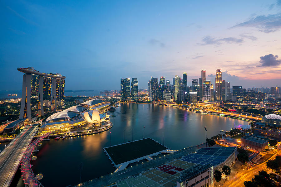 Panorama Of Singapore Business District Photograph by Prasit Rodphan ...