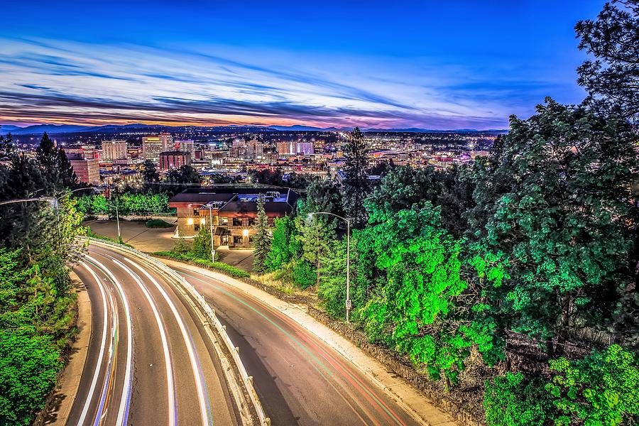 Panoramic View Spokane Washington Downtown City Skyline #7 Photograph by Alex Grichenko