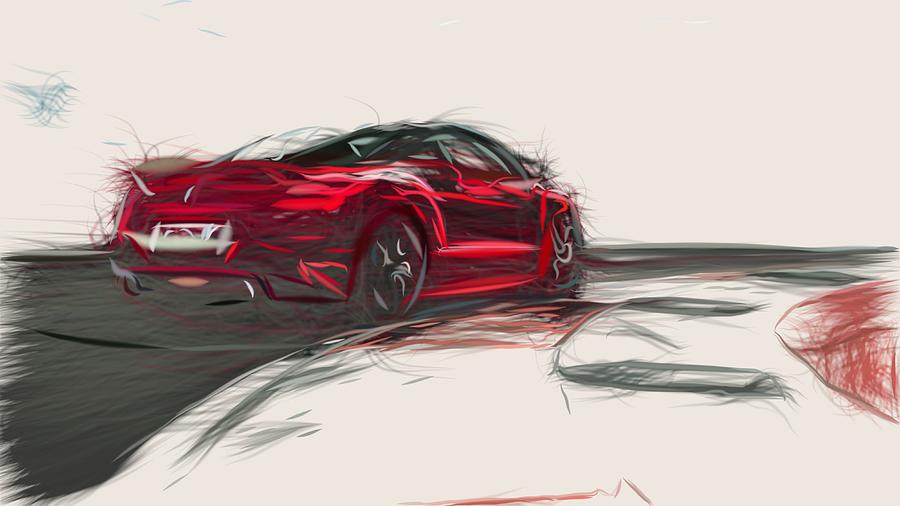Peugeot RCZ R Drawing #8 Digital Art by CarsToon Concept