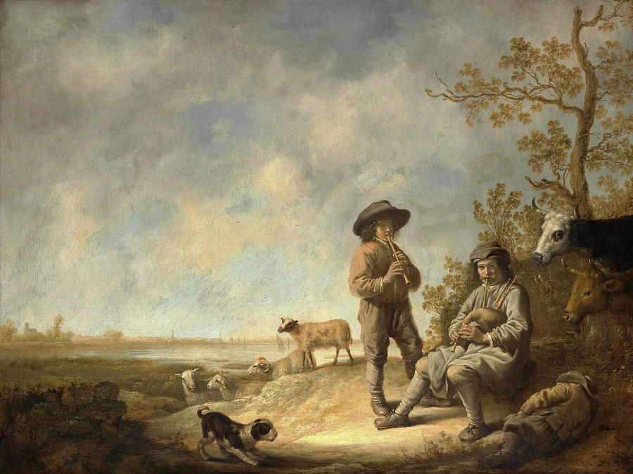 Piping Shepherds. #7 Painting by Aelbert Cuyp