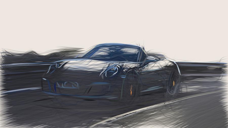 Vintage Digital Art - Porsche 911 GTS Drawing #8 by CarsToon Concept