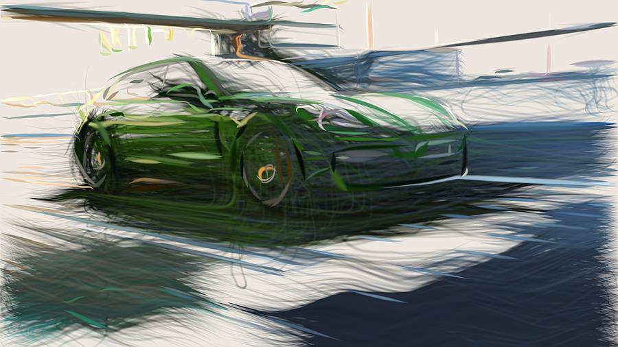 Porsche Panamera GTS Drawing #8 Digital Art by CarsToon Concept