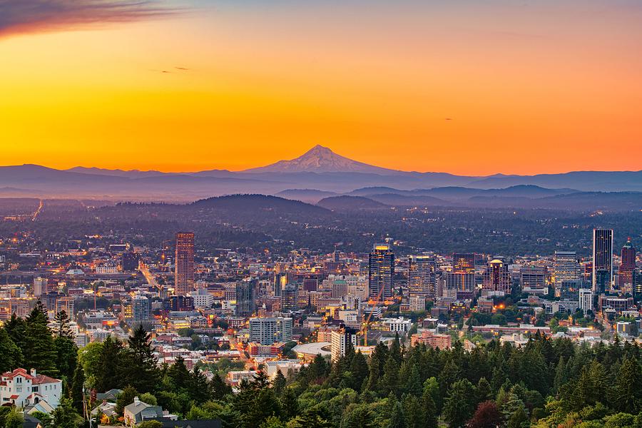 Portland Photograph - Portland, Oregon, Usa Downtown Skyline #7 by Sean Pavone