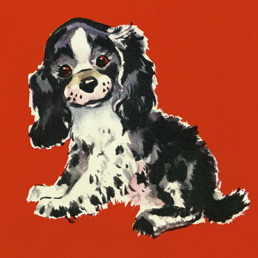Vintage Drawing - Puppy #7 by CSA Images