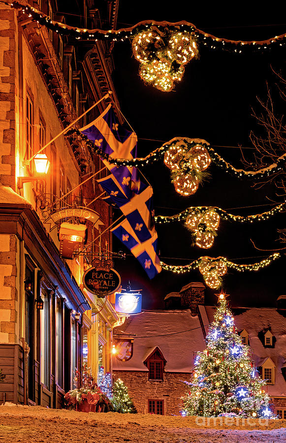 Quebec On A Snowy Night Photograph By Colin Woods