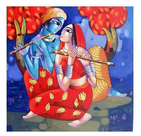 Radha Krishna Painting By Vishal Gurjar - Fine Art America