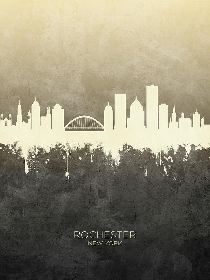 Rochester Skyline Digital Art - Rochester New York Skyline #7 by Michael Tompsett