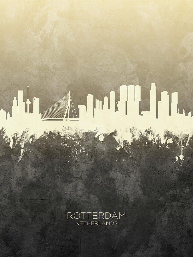 Rotterdam The Netherlands Skyline #7 Digital Art by Michael Tompsett