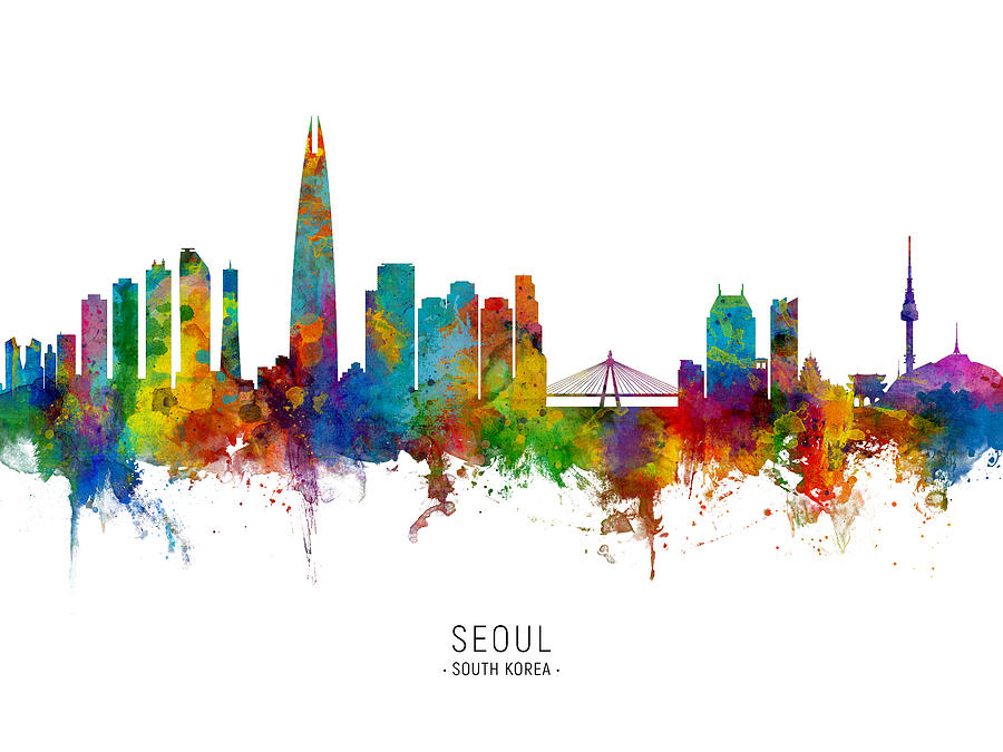 Seoul Skyline South Korea #7 Digital Art by Michael Tompsett