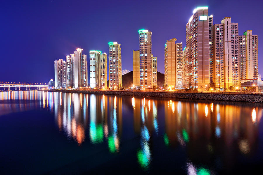 Cityscape Photograph - Skyline Of Busan, South Korea At Night #7 by Sean Pavone