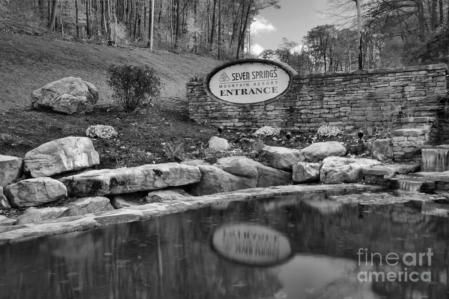 7 Springs Resort Entrance Black And White Photograph by Adam Jewell