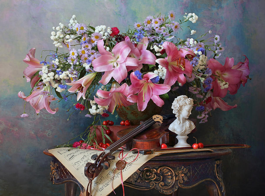 Still Life With Lilac Flowers by Andrey Morozov