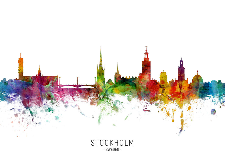 Stockholm Sweden Skyline #7 Digital Art by Michael Tompsett