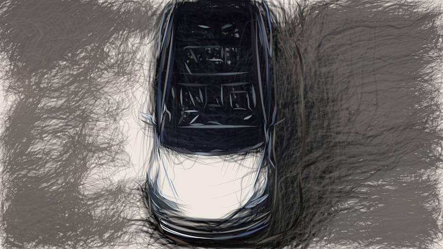 Tesla Model 3 Prototype Draw #8 Digital Art by CarsToon Concept