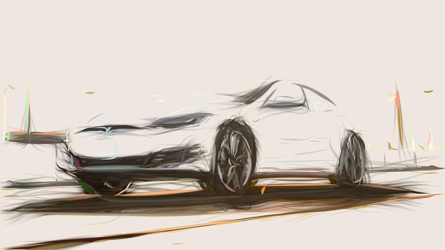 Tesla Model S P100D Drawing #8 Digital Art by CarsToon Concept
