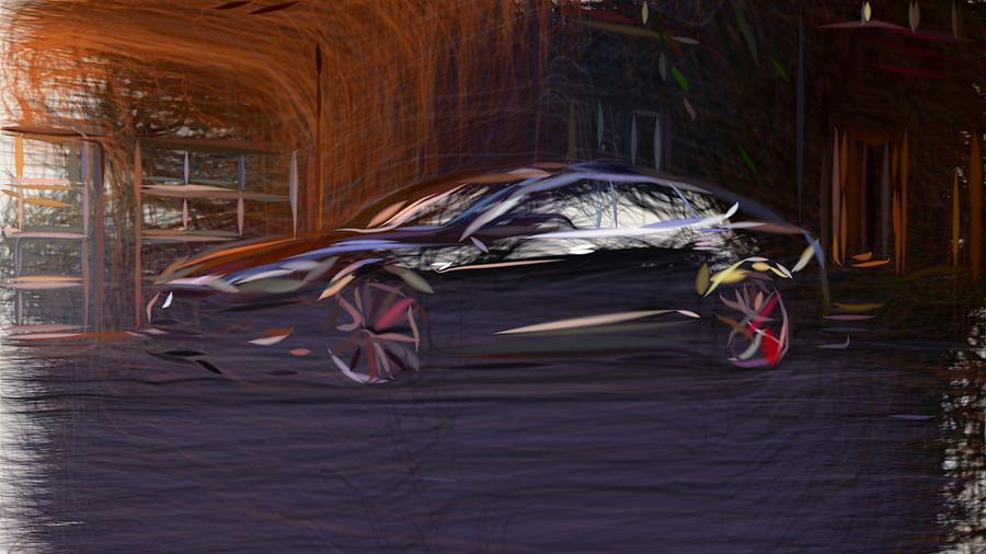 Tesla Model S P85D Draw #7 Digital Art by CarsToon Concept