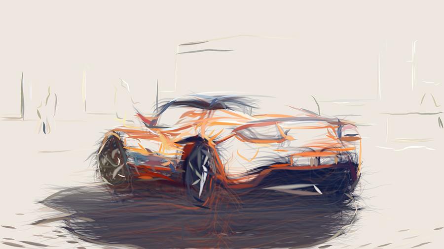 Tesla Roadster Draw #8 Digital Art by CarsToon Concept