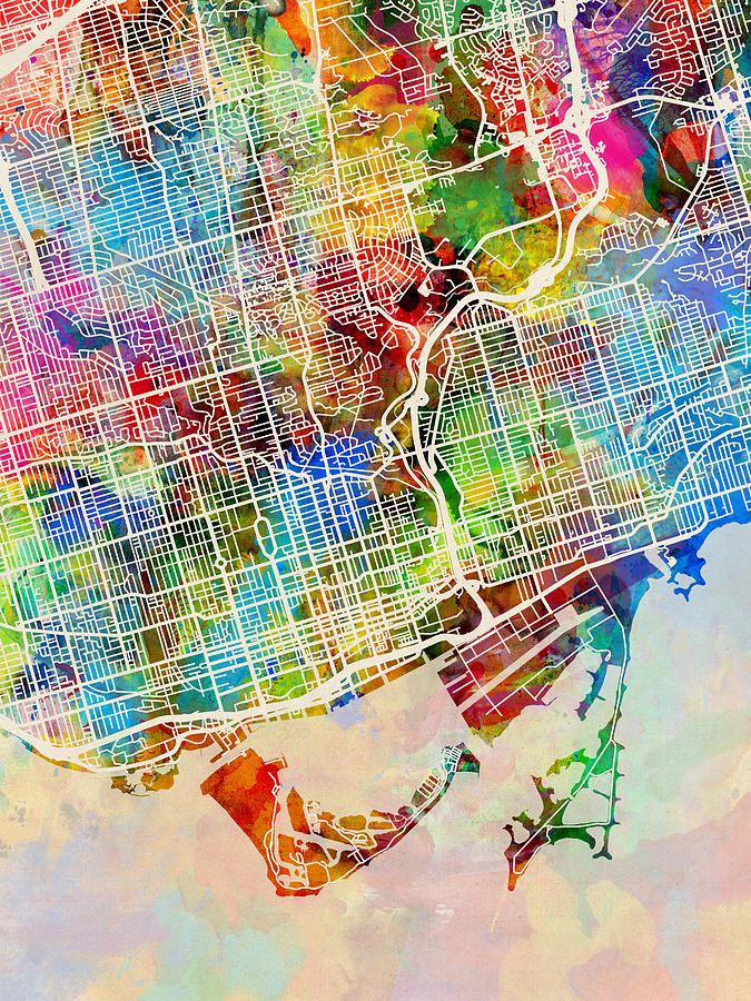 Toronto Street Map #7 Digital Art by Michael Tompsett