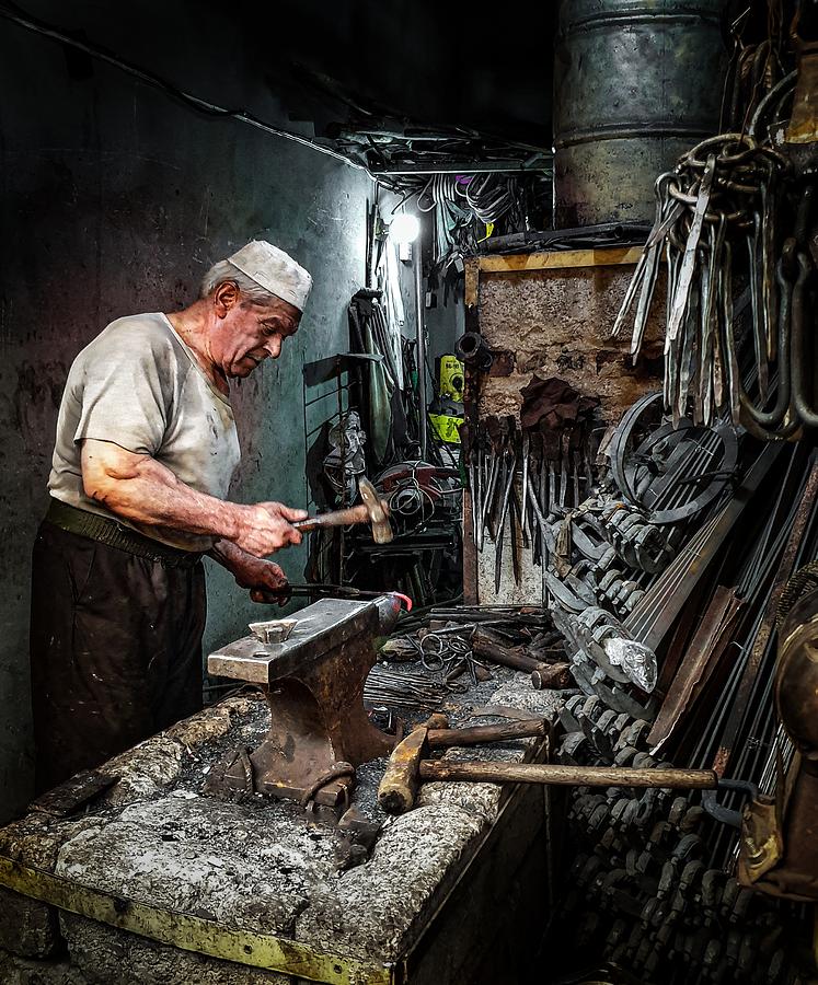 Man Photograph - Traditional Blacksmith #7 by Bashar Alsofey
