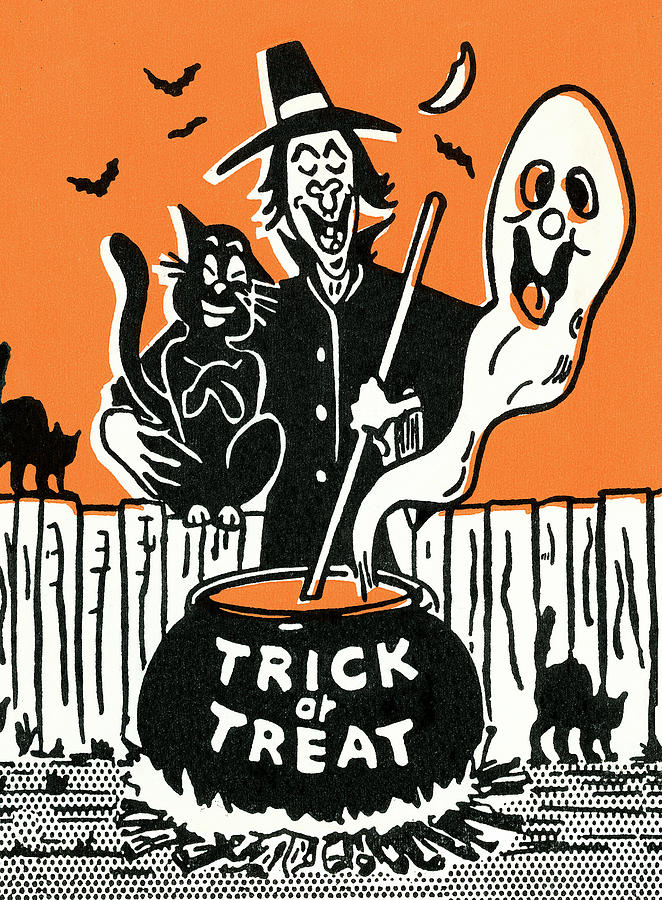 Halloween Drawing - Trick or treat #7 by CSA Images