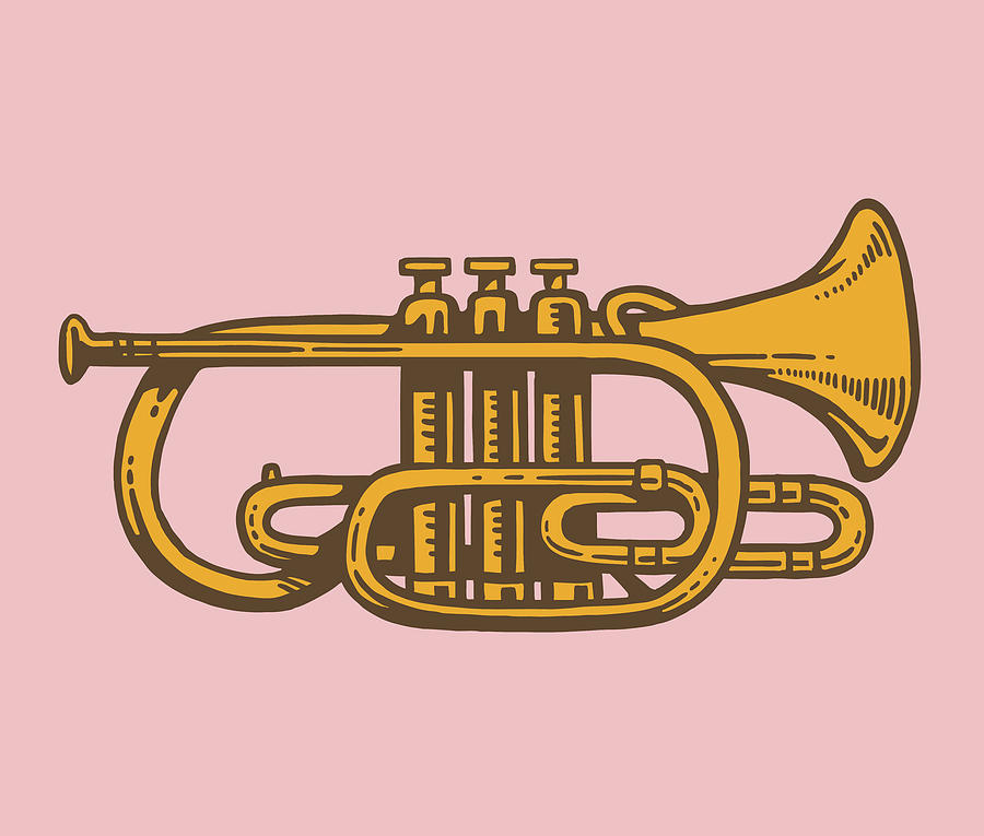 Music Drawing - Trumpet #7 by CSA Images