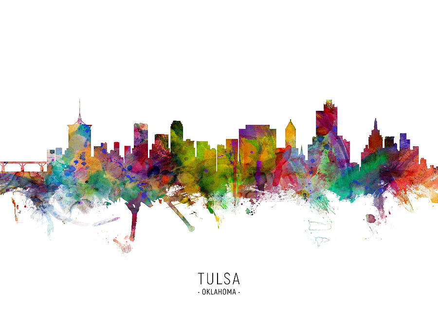 Tulsa Digital Art - Tulsa Oklahoma Skyline #7 by Michael Tompsett