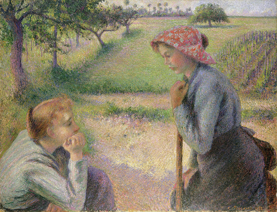 Two Young Peasant Women. #7 Painting by Camille Pissarro
