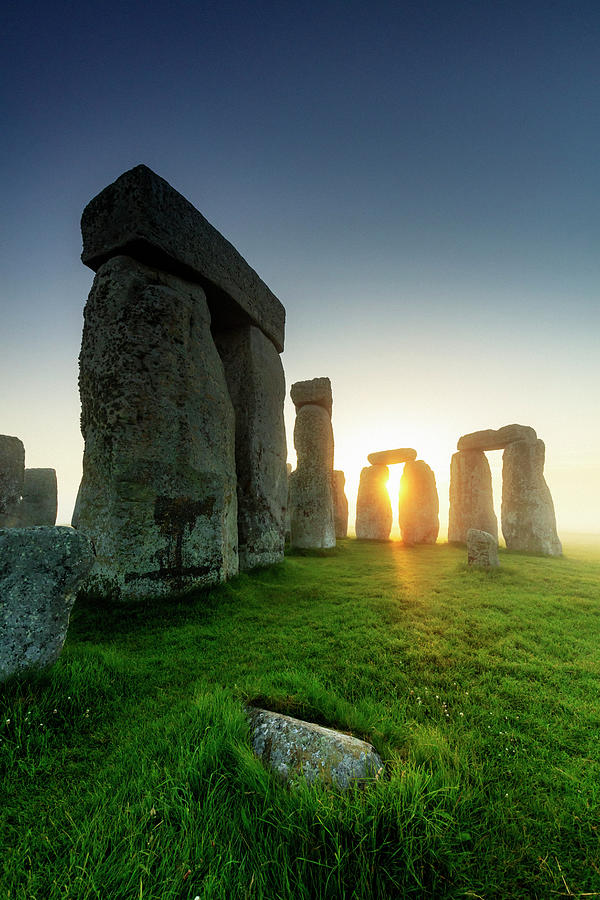 United Kingdom, England, Wiltshire, Great Britain, British Isles, Stonehenge, Stonehenge Stone Circle At Sunrise #7 Digital Art by Maurizio Rellini