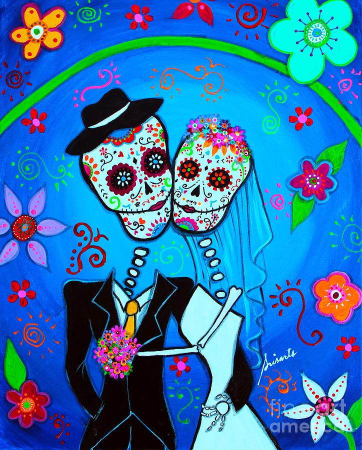Wedding Dia De Los Muertos #7 Painting by Pristine Cartera Turkus