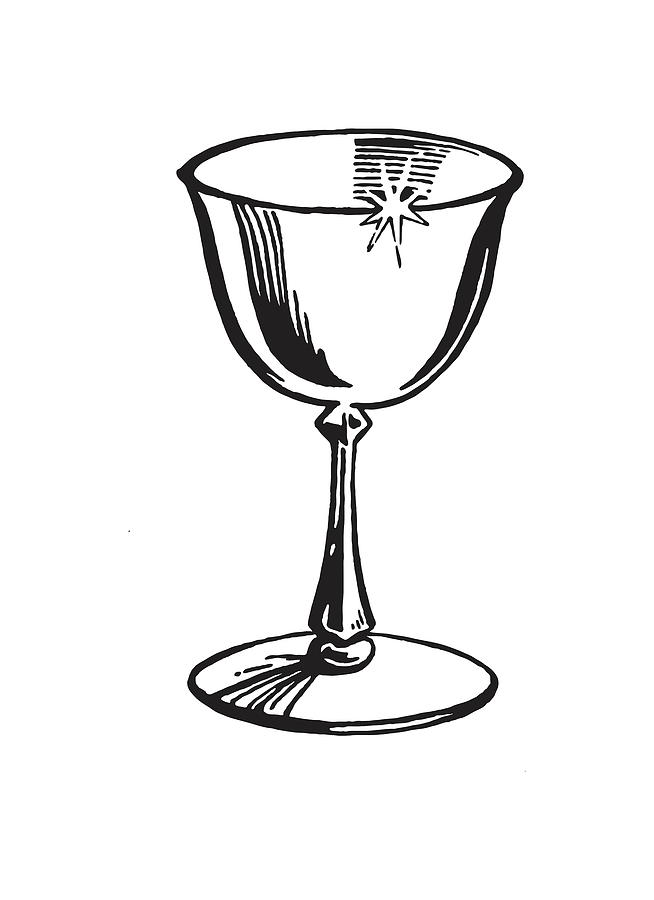 Black And White Drawing - Wine Glass #7 by CSA Images