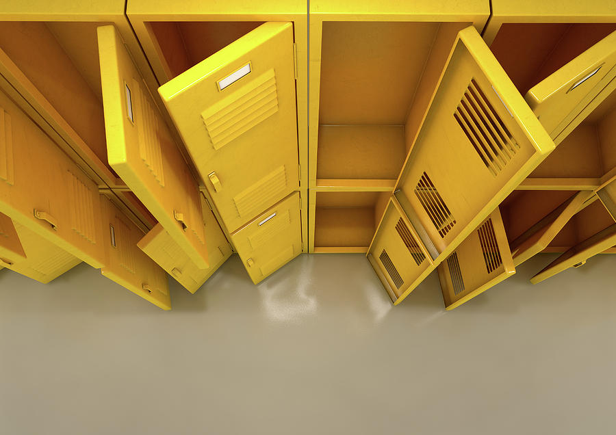 Holiday Digital Art - Yellow School Lockers #7 by Allan Swart