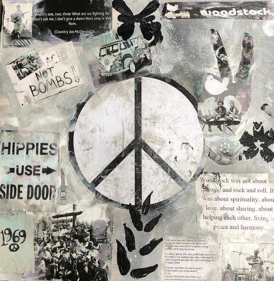 Peace Love Music Mixed Media by Jamie Hoffman