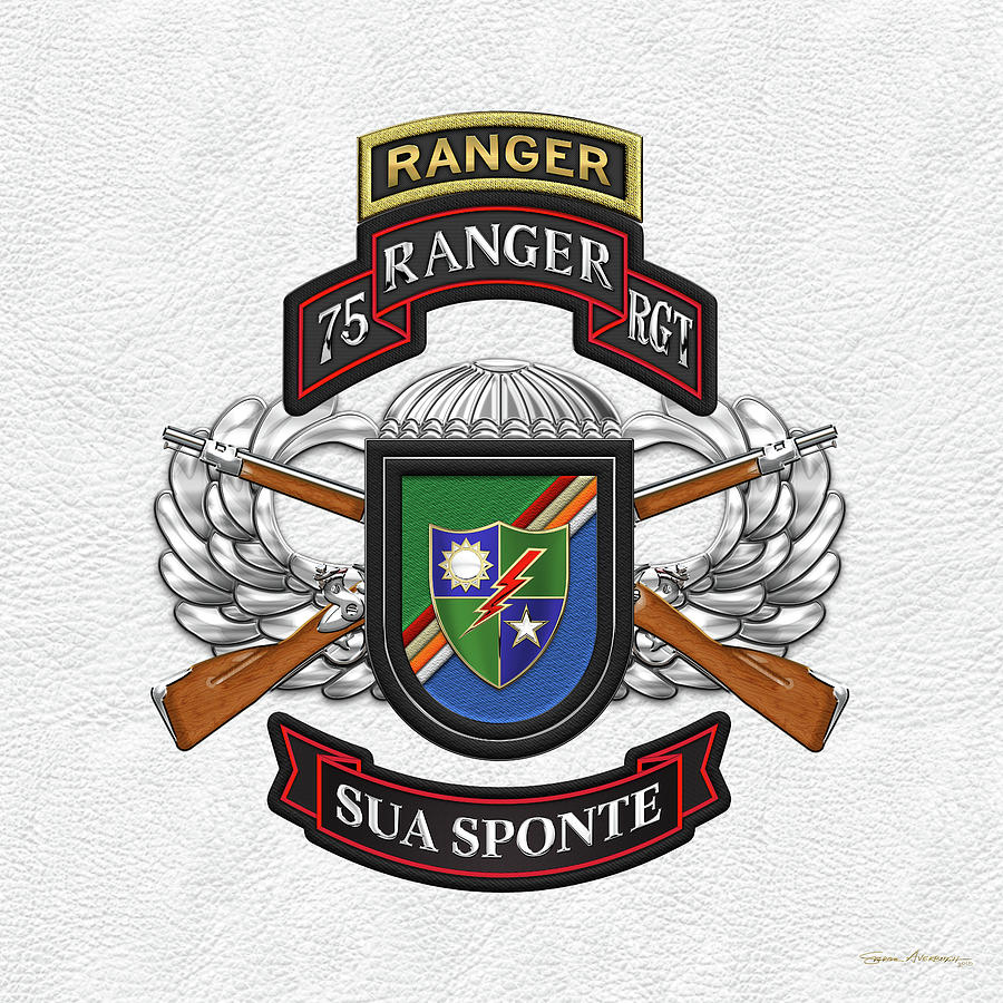 75th Ranger Regiment - Army Rangers Special Edition over White Leather Digital Art by Serge Averbukh