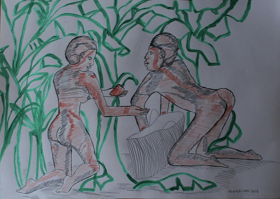 Kintu and Nambi Kintus Tasks #76 Painting by Gloria Ssali