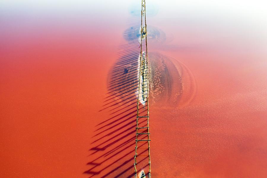 Abstract View Of Pink Lake Salt Water Photograph by Ivan Kmit - Fine