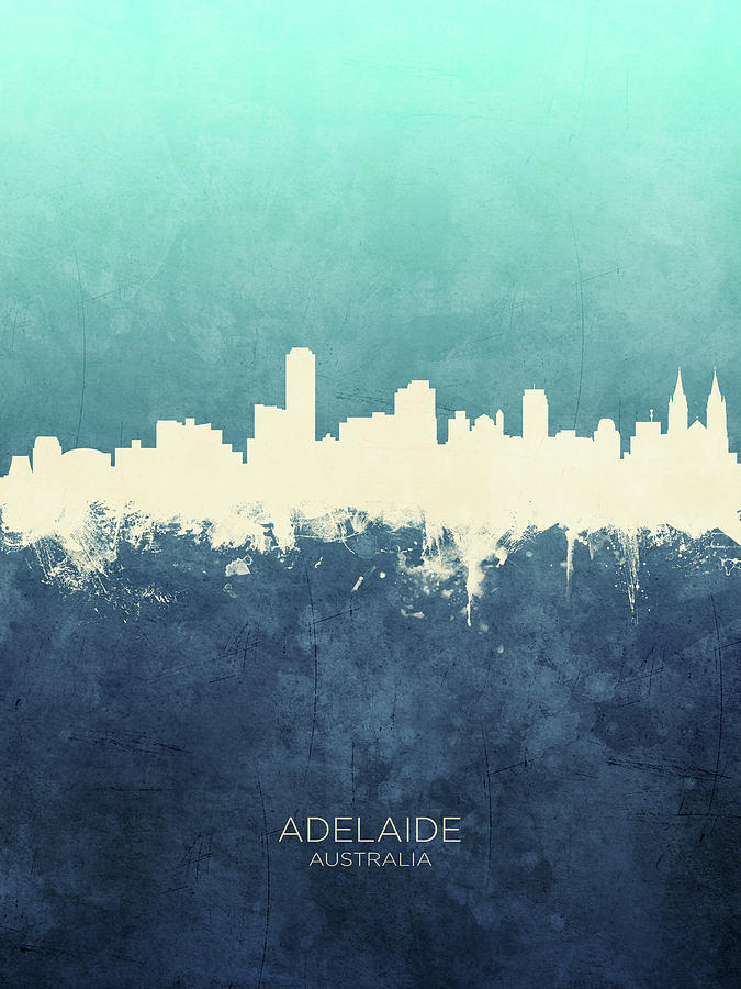 Skyline Digital Art - Adelaide Australia Skyline #8 by Michael Tompsett
