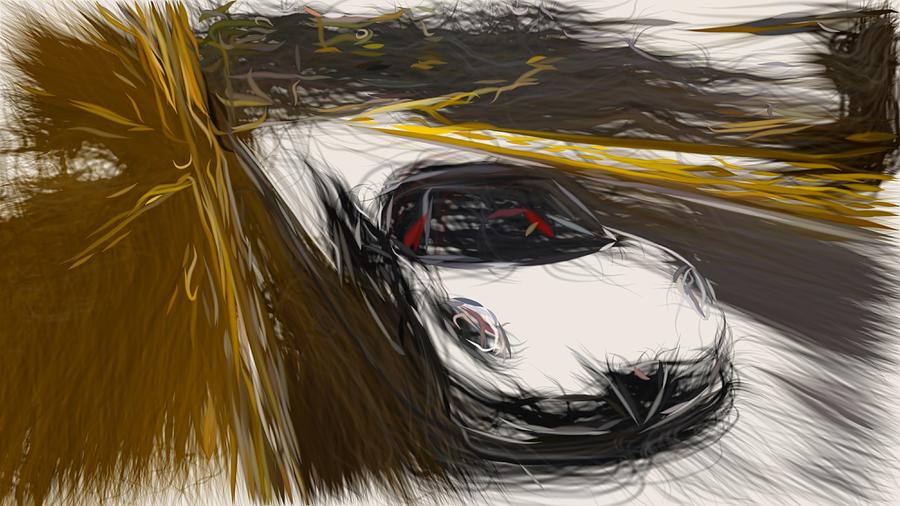 Alfa Romeo 4C Spider Drawing #9 Digital Art by CarsToon Concept