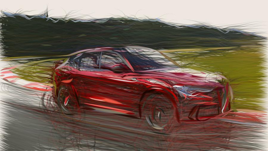 Alfa Romeo Stelvio Quadrifoglio Drawing Digital Art