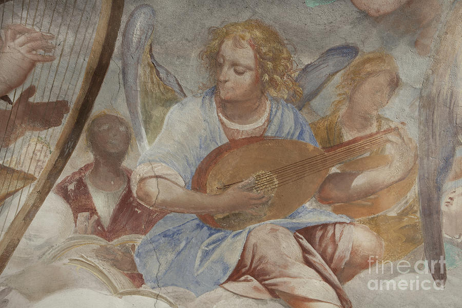 Angels, Musician Angels And Puttos, Detail Of Paradise With Eternal Father, C.1623-34 Painting by Isidoro Bianchi