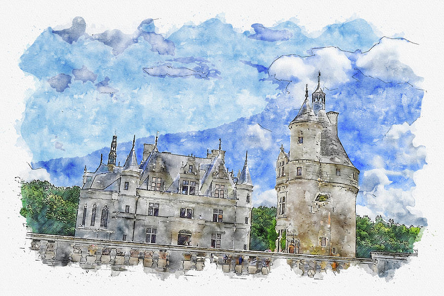 Architecture #watercolor #sketch #architecture #castle #8 Digital Art by TintoDesigns