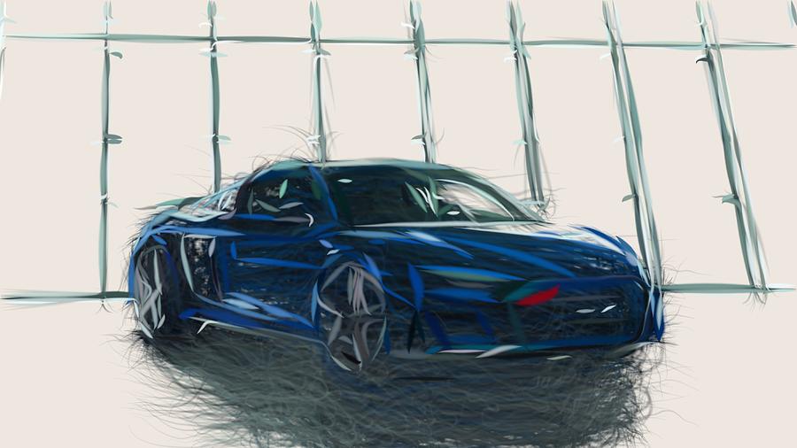 Audi R8 Drawing #9 Digital Art by CarsToon Concept
