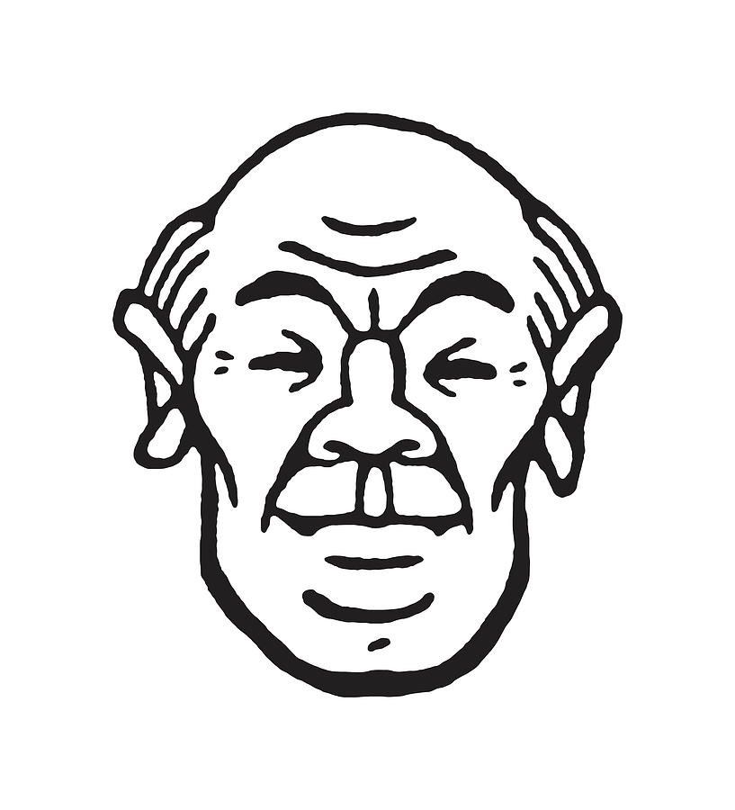 Bald Man Drawing by CSA Images - Pixels