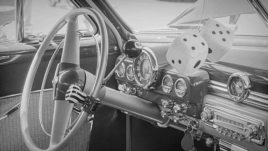 8 Ball Car interior monochrome Photograph by Cathy Anderson