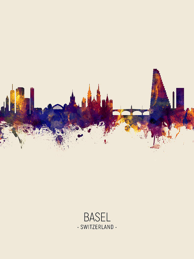 Basel Switzerland Skyline #8 Digital Art by Michael Tompsett