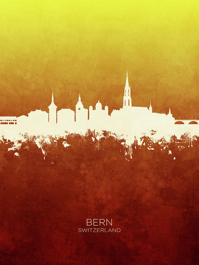 Skyline Digital Art - Bern Switzerland Skyline #8 by Michael Tompsett