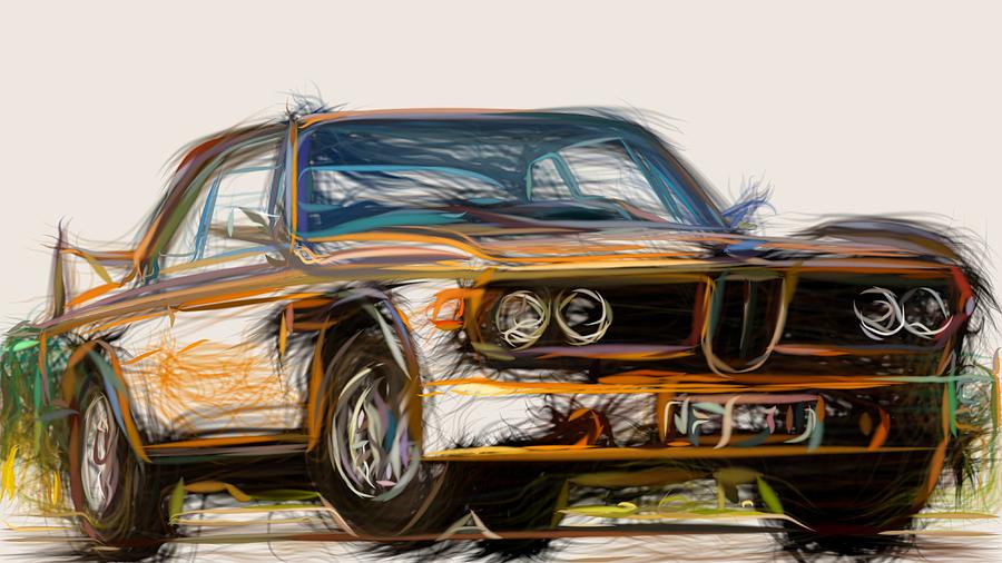 BMW 3.0 CSL Race Car Drawing Coffee Mug by CarsToon Concept - Fine Art  America